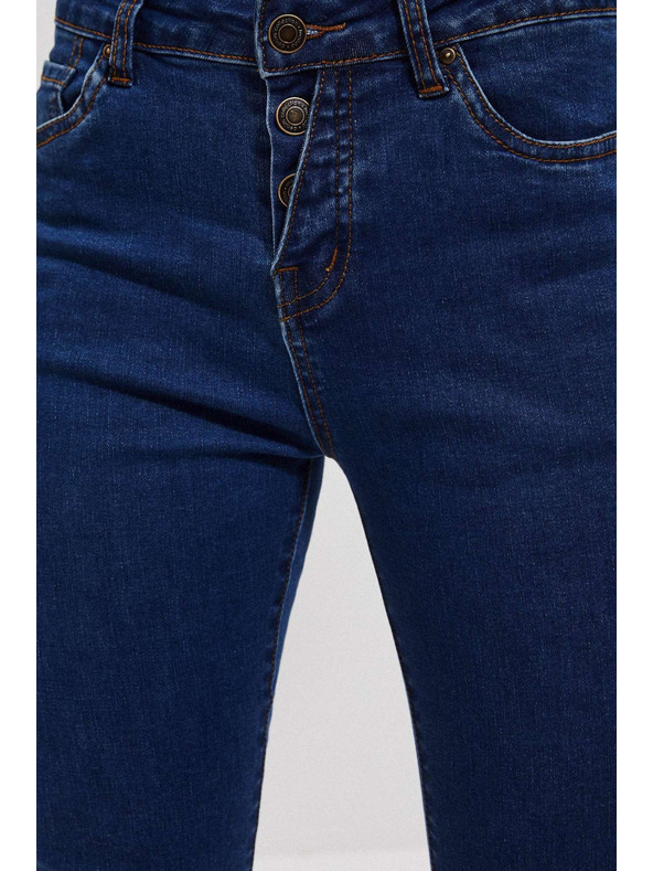 Moodo Džínsy push up z gumbi temno modre barve Moodo