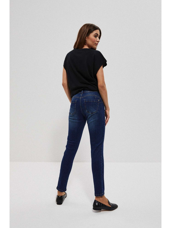 Moodo Džínsy push up s srednjim pasom temno modre barve Moodo