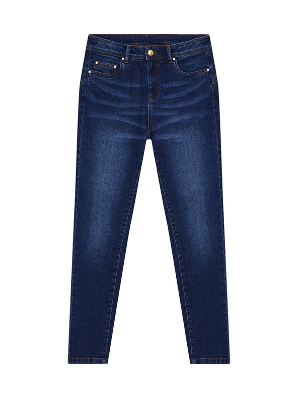 Moodo Džínsy push up s srednjim pasom temno modre barve Moodo