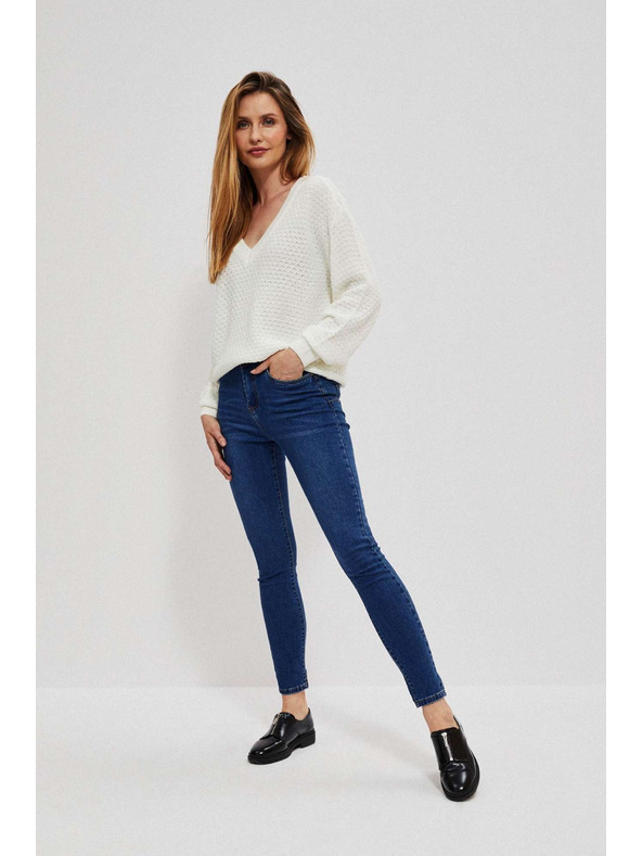 Moodo Temno modre skinny džínsy s srednjim pasom Moodo