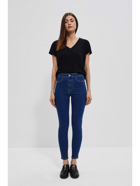 Moodo Džínsy z visokim pasom modre barve Moodo