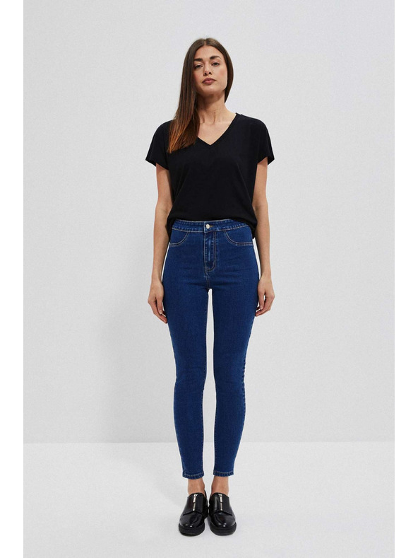 Moodo Džínsy z visokim pasom modre barve Moodo