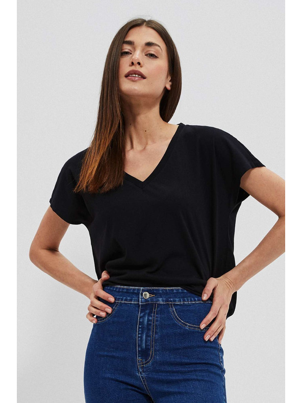 Moodo Džínsy z visokim pasom modre barve Moodo