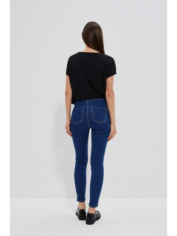 Moodo Džínsy z visokim pasom modre barve Moodo