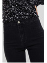 Moodo Džínsy z visokim pasom črne barve Moodo