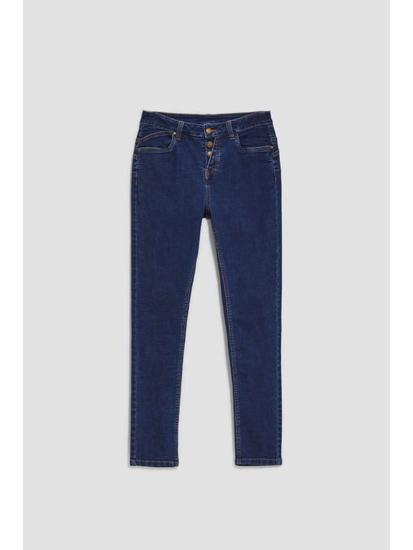 Moodo Džínsy push up z gumbi temno modre barve Moodo