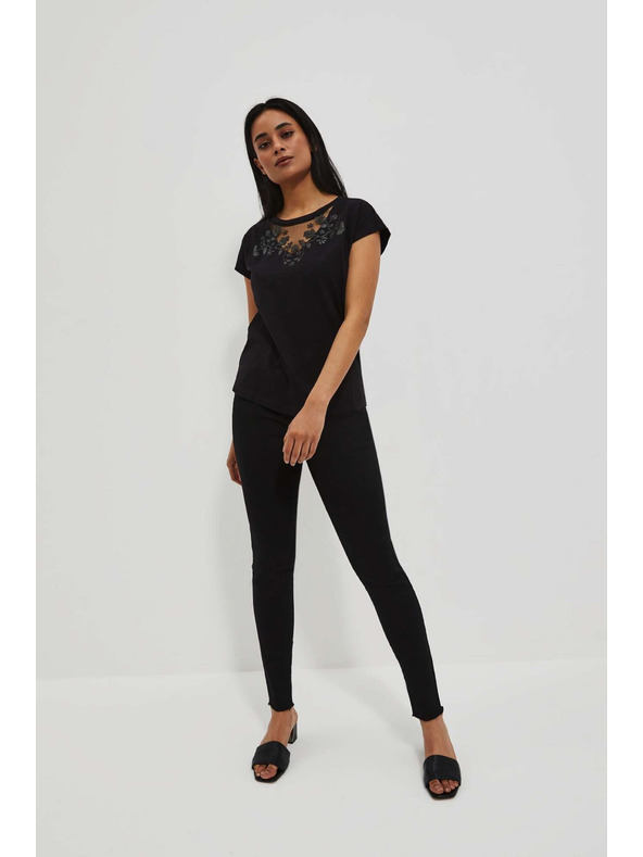 Moodo Skinny džínsy z raztrganimi hlačnicami push up črne barve Moodo