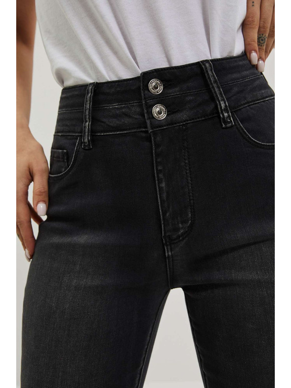 Moodo Grafitne skinny jeans hlače z dvojnim gumbom Moodo