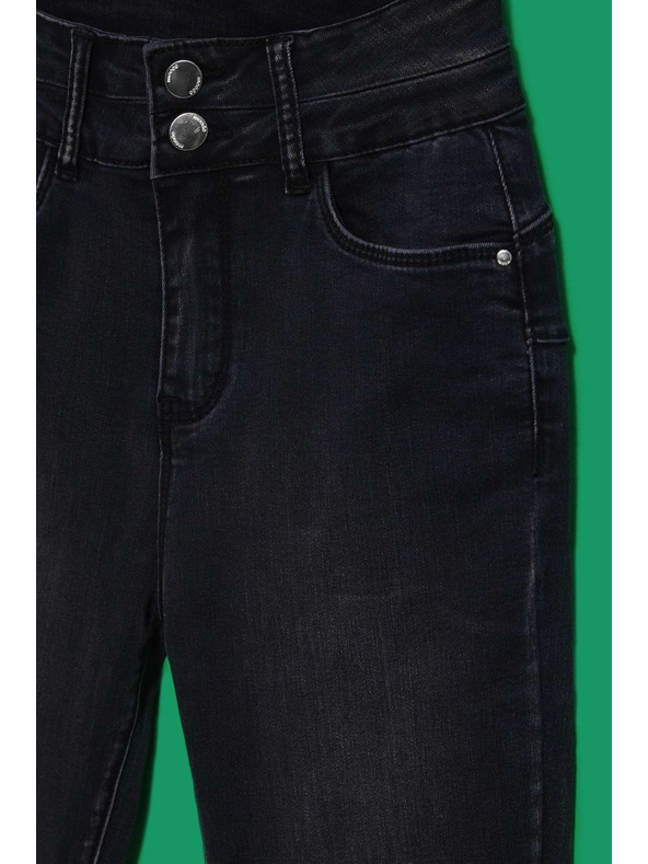 Moodo Grafitne skinny jeans hlače z dvojnim gumbom Moodo