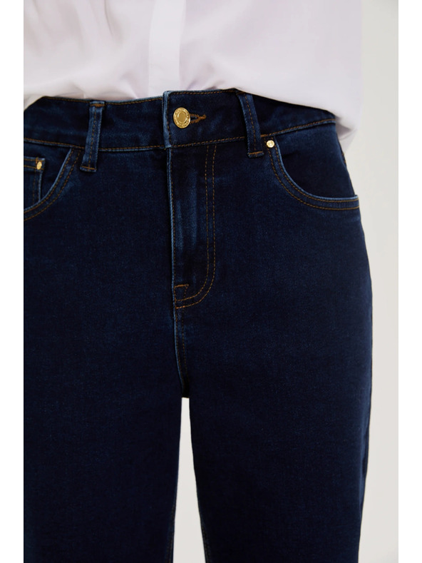 Moodo Gladke temno modre jeans hlače Moodo