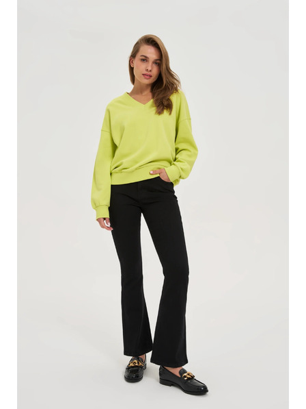 Moodo Črne zvonaste jeans hlače Moodo