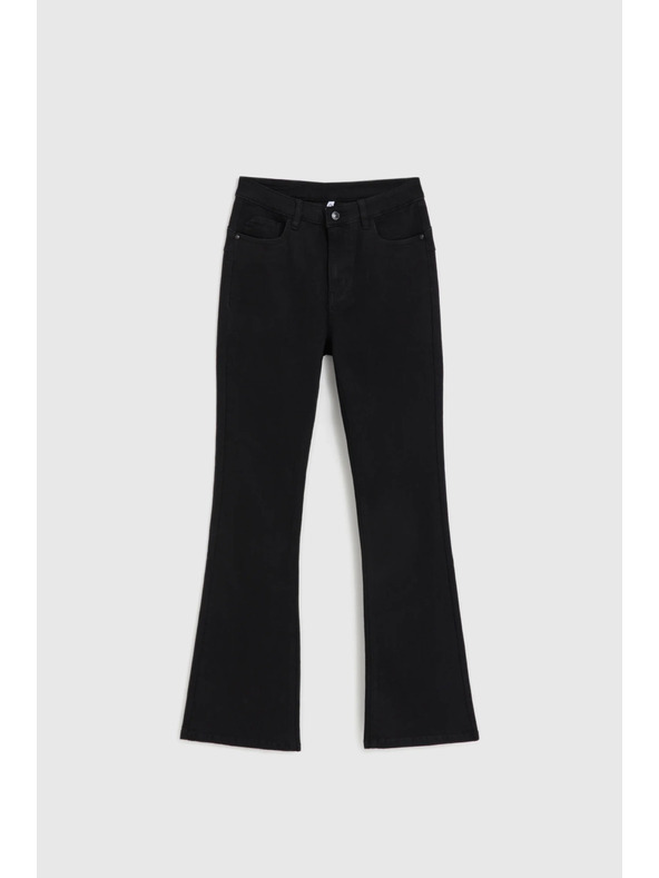 Moodo Črne zvonaste jeans hlače Moodo