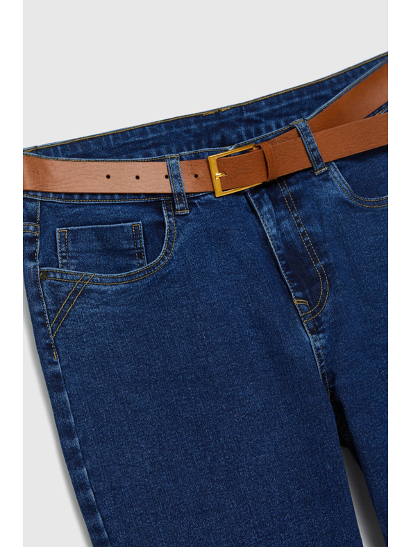 Moodo Temno modre kavbojke z pasom Moodo