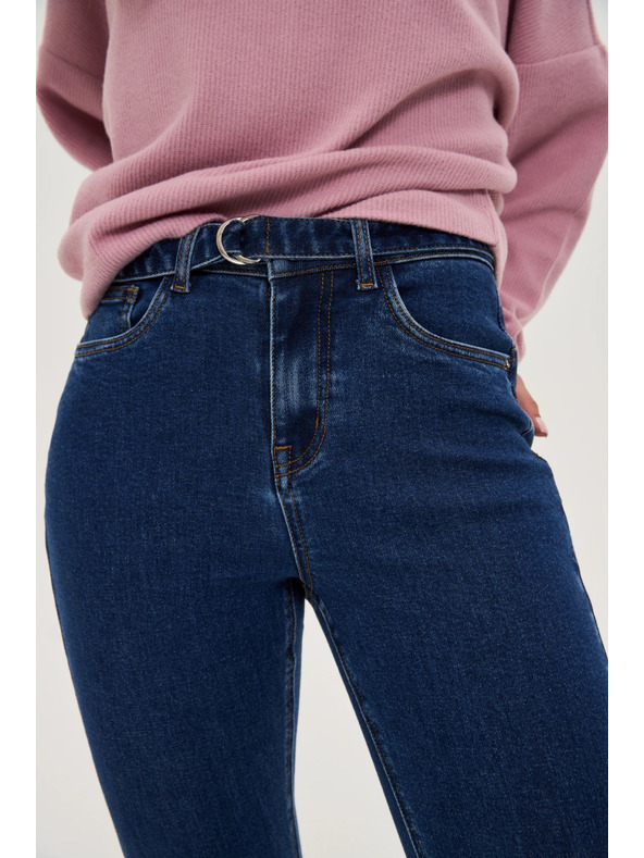 Moodo Temno modre zvonaste jeans hlače Moodo