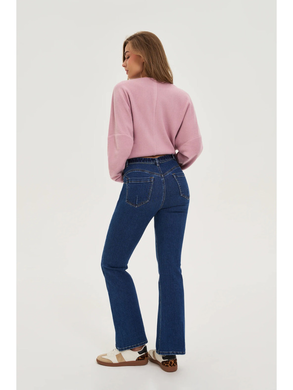 Moodo Temno modre zvonaste jeans hlače Moodo