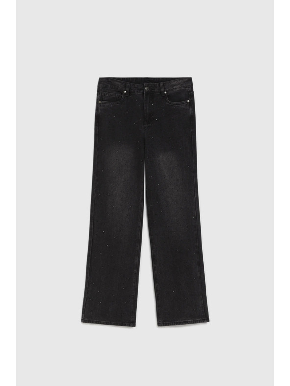 Moodo Grafitne jeans hlače z bleščicami Moodo