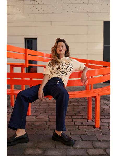 Moodo Temno modre wide leg jeans hlače Moodo