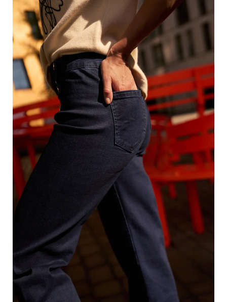 Moodo Temno modre wide leg jeans hlače Moodo