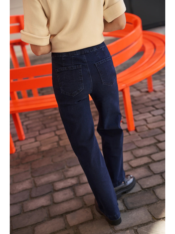 Moodo Temno modre wide leg jeans hlače Moodo