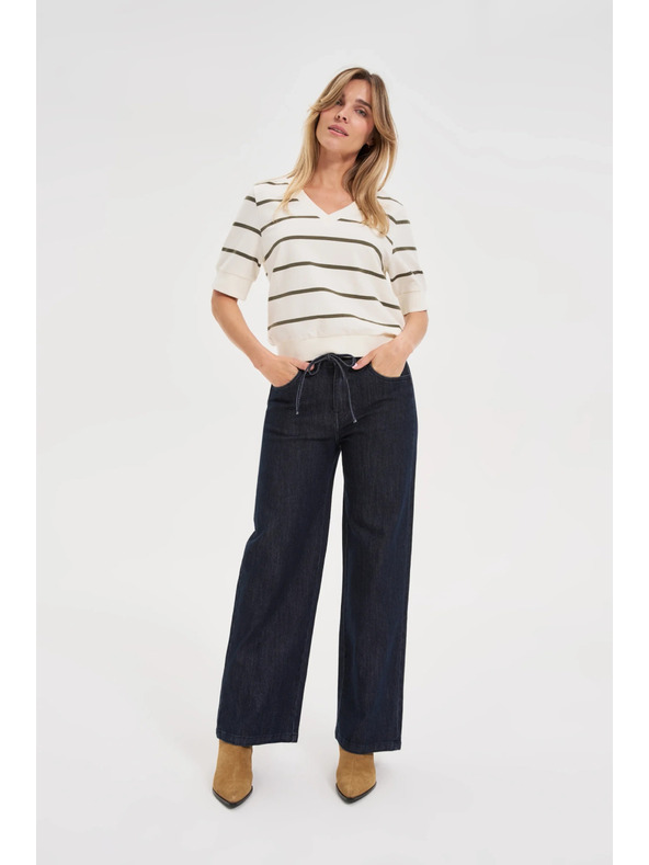 Moodo Temno modre jeans hlače z wide leg krojem Moodo