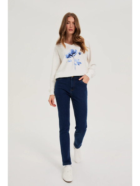 Moodo Temno modre jeans hlače z ravnimi hlačnicami Moodo