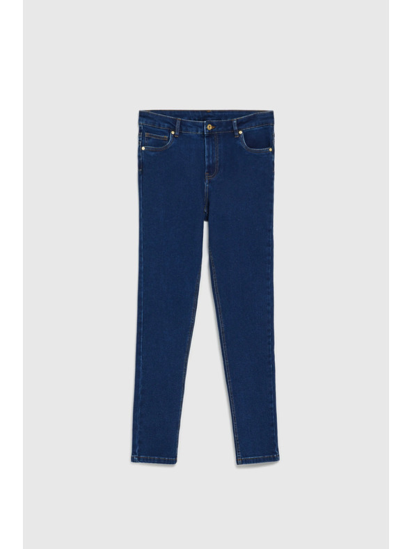 Moodo Temno modre jeans hlače z ravnimi hlačnicami Moodo