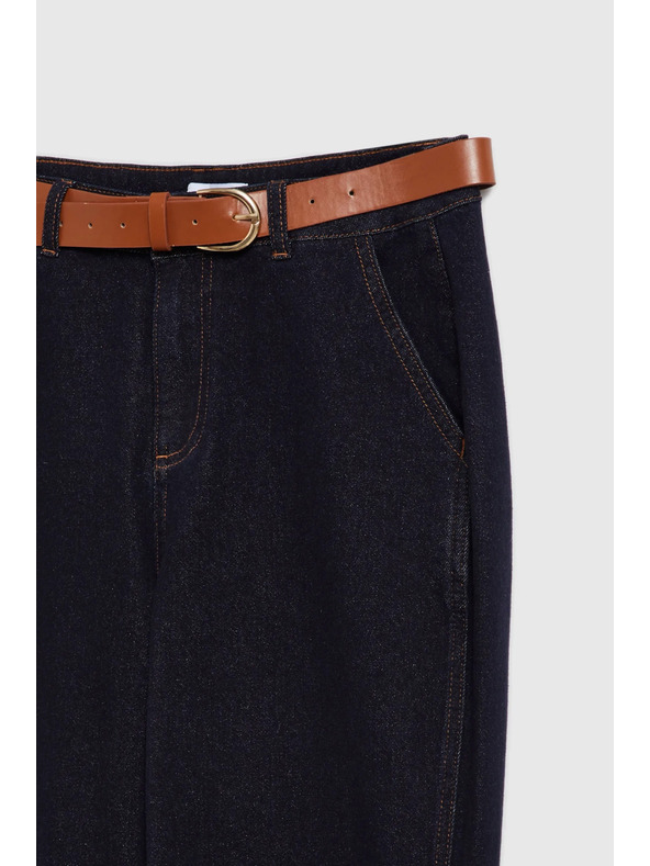 Moodo Temno modre jeans hlače z pasom Moodo