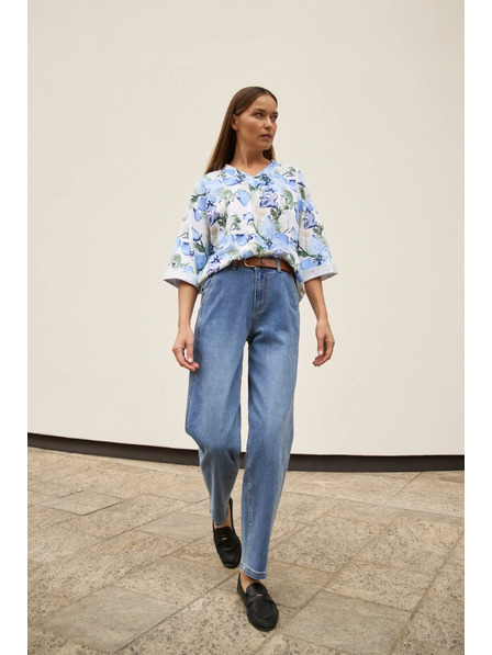 Moodo Modre jeans hlače z pasom Moodo