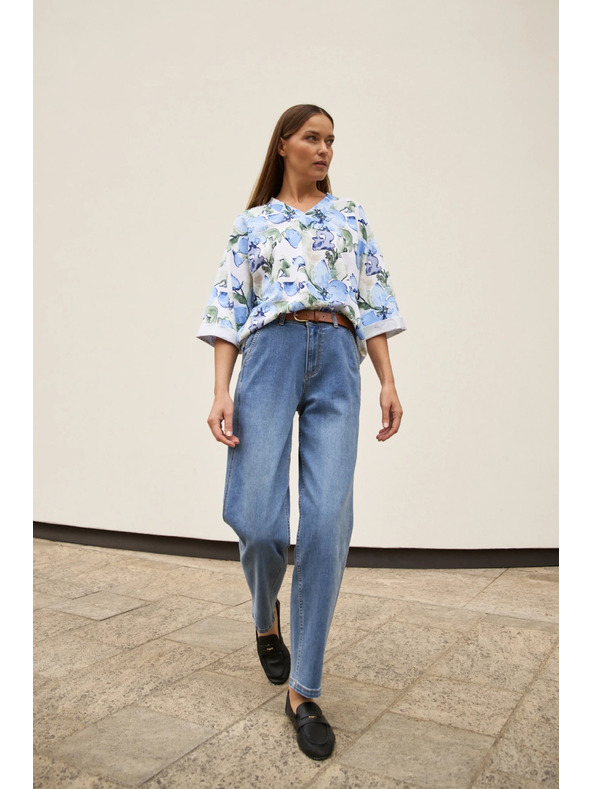 Moodo Modre jeans hlače z pasom Moodo