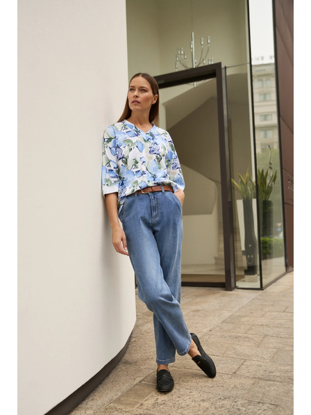 Moodo Modre jeans hlače z pasom Moodo