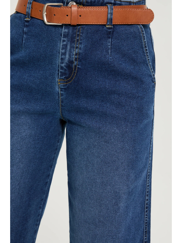 Moodo Modre jeans hlače z wide leg krojem Moodo