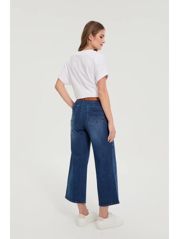 Moodo Modre jeans hlače z wide leg krojem Moodo