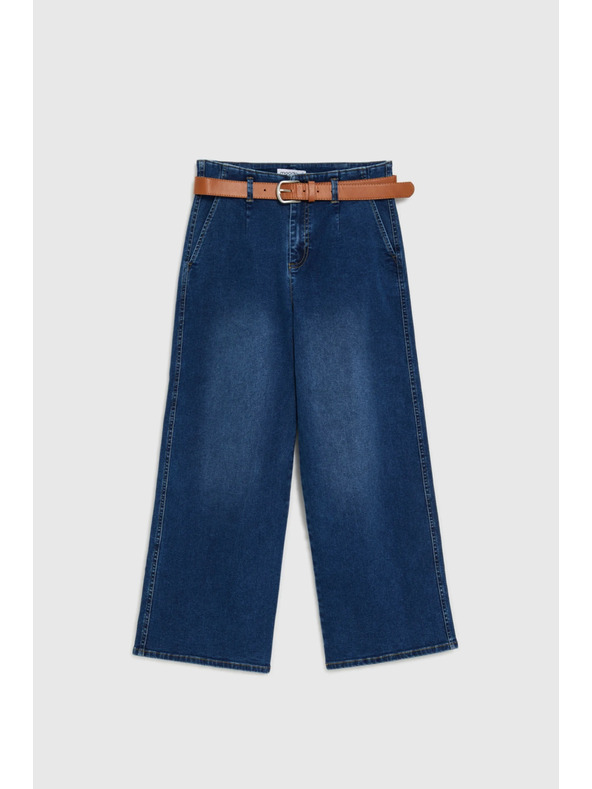 Moodo Modre jeans hlače z wide leg krojem Moodo
