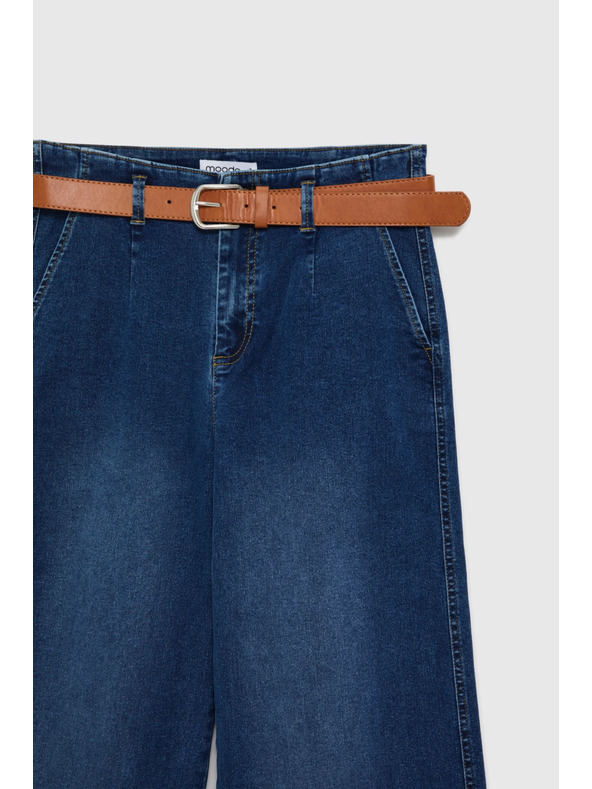 Moodo Modre jeans hlače z wide leg krojem Moodo
