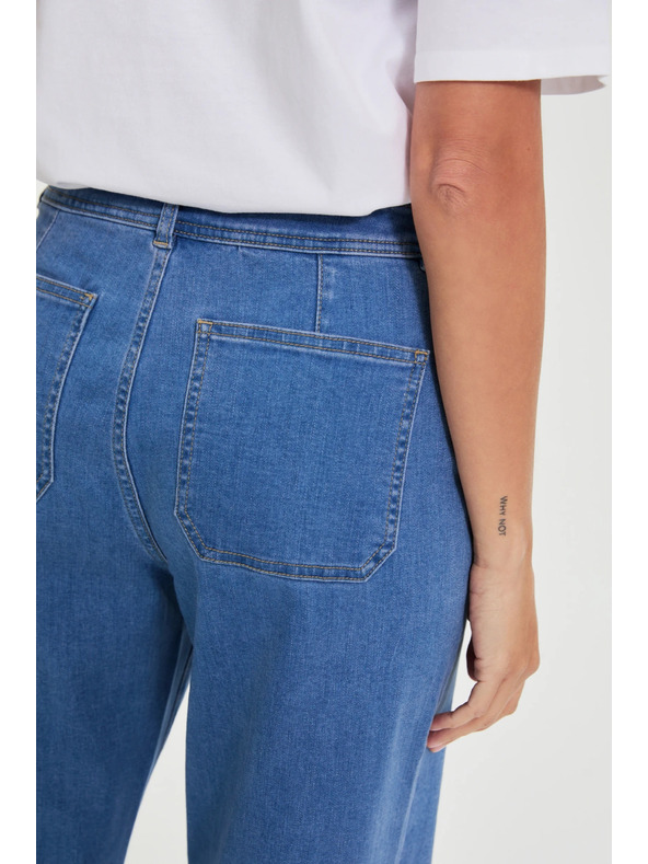 Moodo Modre jeans hlače z wide leg krojem Moodo