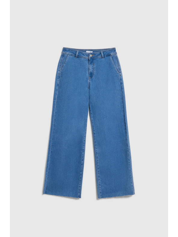 Moodo Modre jeans hlače z wide leg krojem Moodo