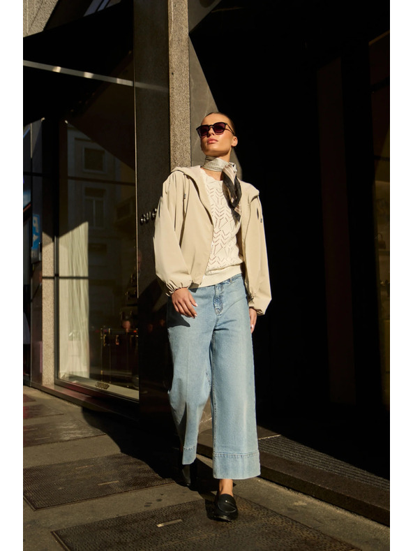 Moodo Svetlo modre jeans hlače z wide leg krojem Moodo