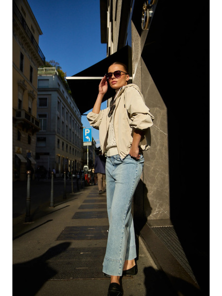 Moodo Svetlo modre jeans hlače z wide leg krojem Moodo