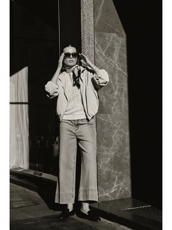 Moodo Svetlo modre jeans hlače z wide leg krojem Moodo