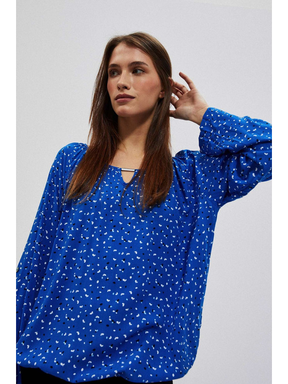 Moodo Vzorčasta srajca z čolnastim izrezom modra Moodo