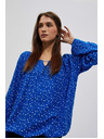Moodo Vzorčasta srajca z čolnastim izrezom modra Moodo