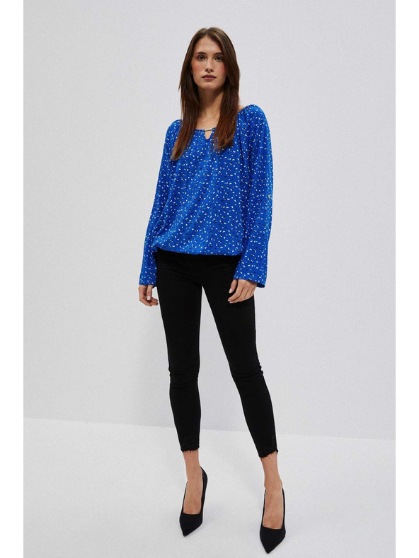 Moodo Vzorčasta srajca z čolnastim izrezom modra Moodo