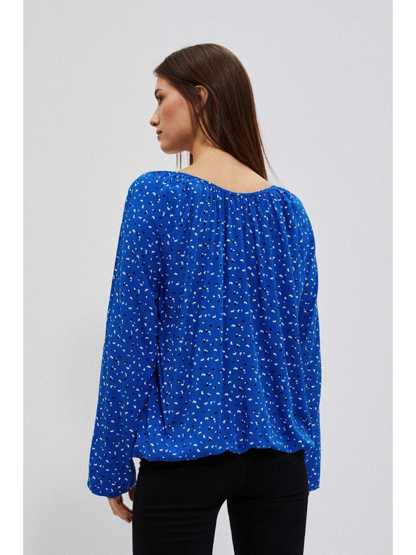Moodo Vzorčasta srajca z čolnastim izrezom modra Moodo