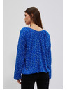 Moodo Vzorčasta srajca z čolnastim izrezom modra Moodo