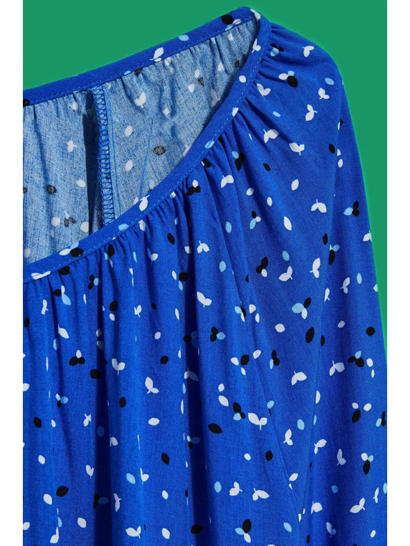Moodo Vzorčasta srajca z čolnastim izrezom modra Moodo