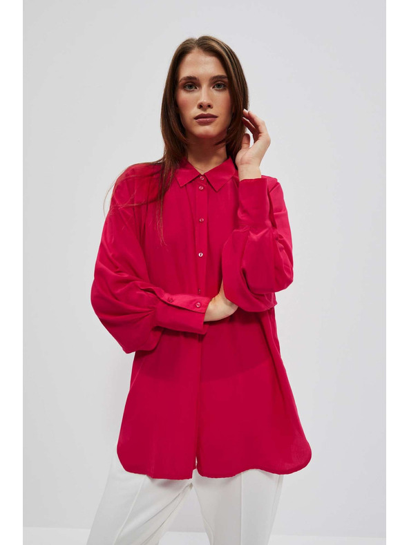 Moodo Rdeča srajca z nabranimi rokavi Moodo