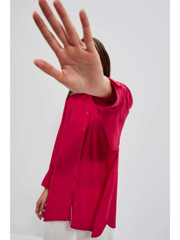 Moodo Rdeča srajca z nabranimi rokavi Moodo
