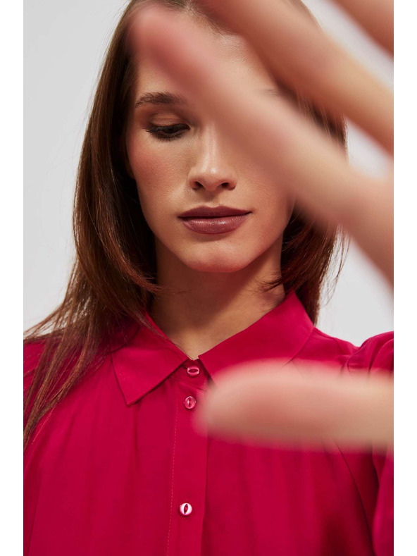 Moodo Rdeča srajca z nabranimi rokavi Moodo