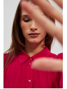 Moodo Rdeča srajca z nabranimi rokavi Moodo