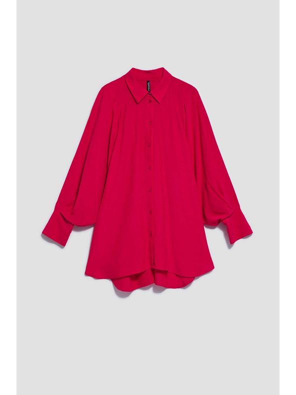 Moodo Rdeča srajca z nabranimi rokavi Moodo